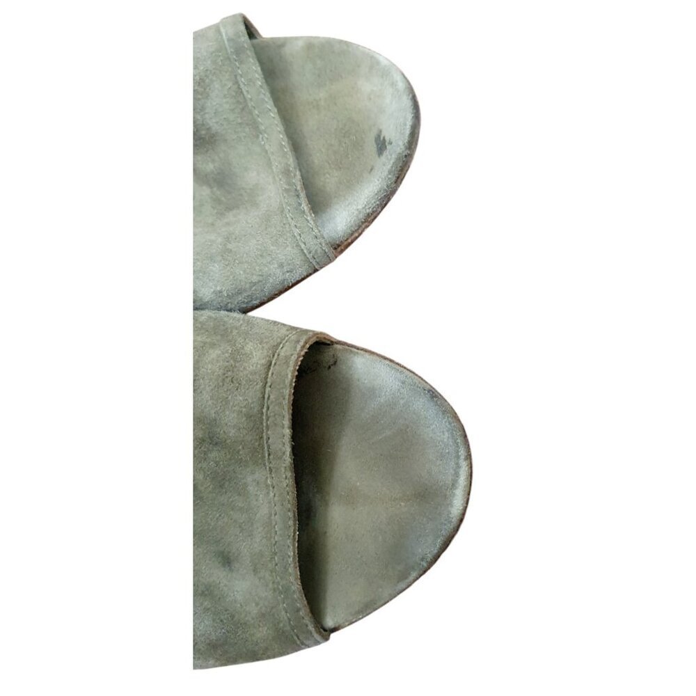 Aquazzura 85mm Sexy Thing Suede Wedge Sandals Olive Truffle Size 37.5 - Picture 7 of 10